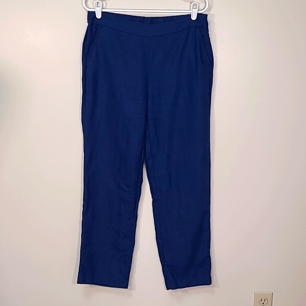Chico's 100% Linen Blend Navy Pull on Elastic Pants Chico's Size 0 Regular